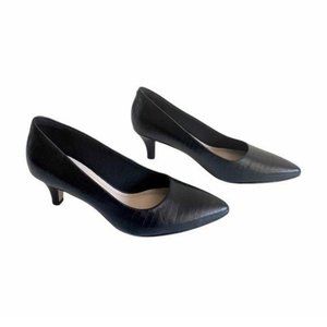 Clarks Linvale Jerica Black Croc Pump Sz 6.5